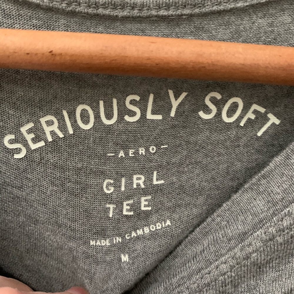 Aero Super Soft Gray Embroidered Floral Tee - Picture 4 of 5